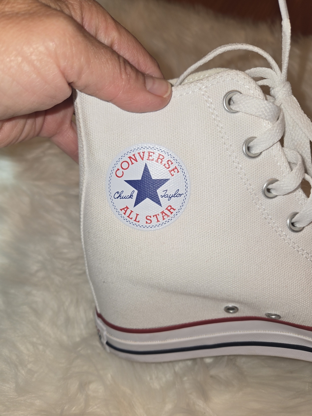 Converse Women's Platform High Top Sneakers - White with Navy Star